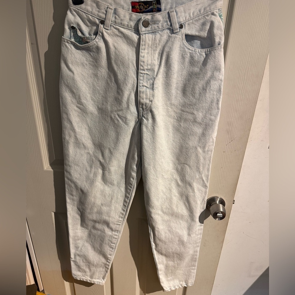 Vintage Sasson Jeans Women Size 12 Denim Straight Leg Flat Front High Rise